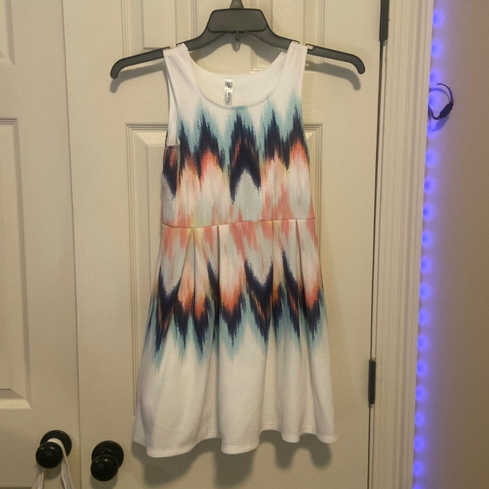White/Patterned Girls Skater Dress